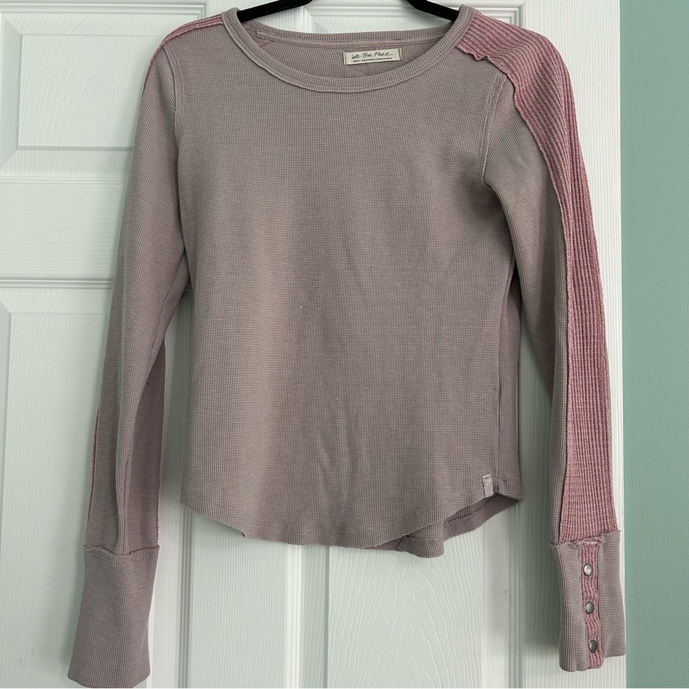 We The Free Women’s Long Sleeve Waffle Knit Top in Pink